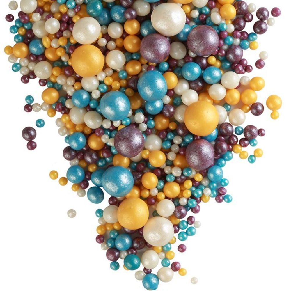 Драже зерновое в кондитерской глазури (247, Жемчуг золото, серебро, голубой, сиреневый) 1,5 кг