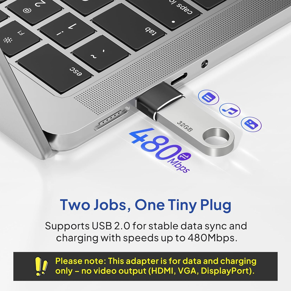 Elebase USB-A to USB-C адаптер (4 шт.) Универсальный переходник для зарядки и передачи данных