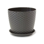 Кашпо РОТАНГ D210мм 4,7л с поддоном коричневый ротанг 0,181,21х0,21м (комплект 20 шт)