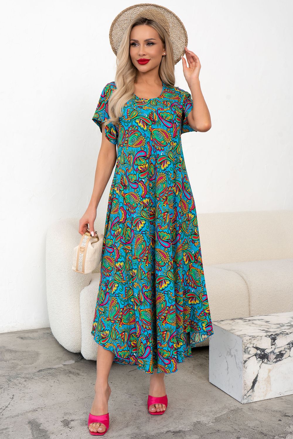 Платье Магия лета (синий/узор)-54р-р Р11-867/35 Nikol