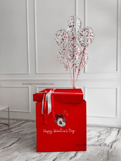 Коробка с воздушными шарами на 14 февраля