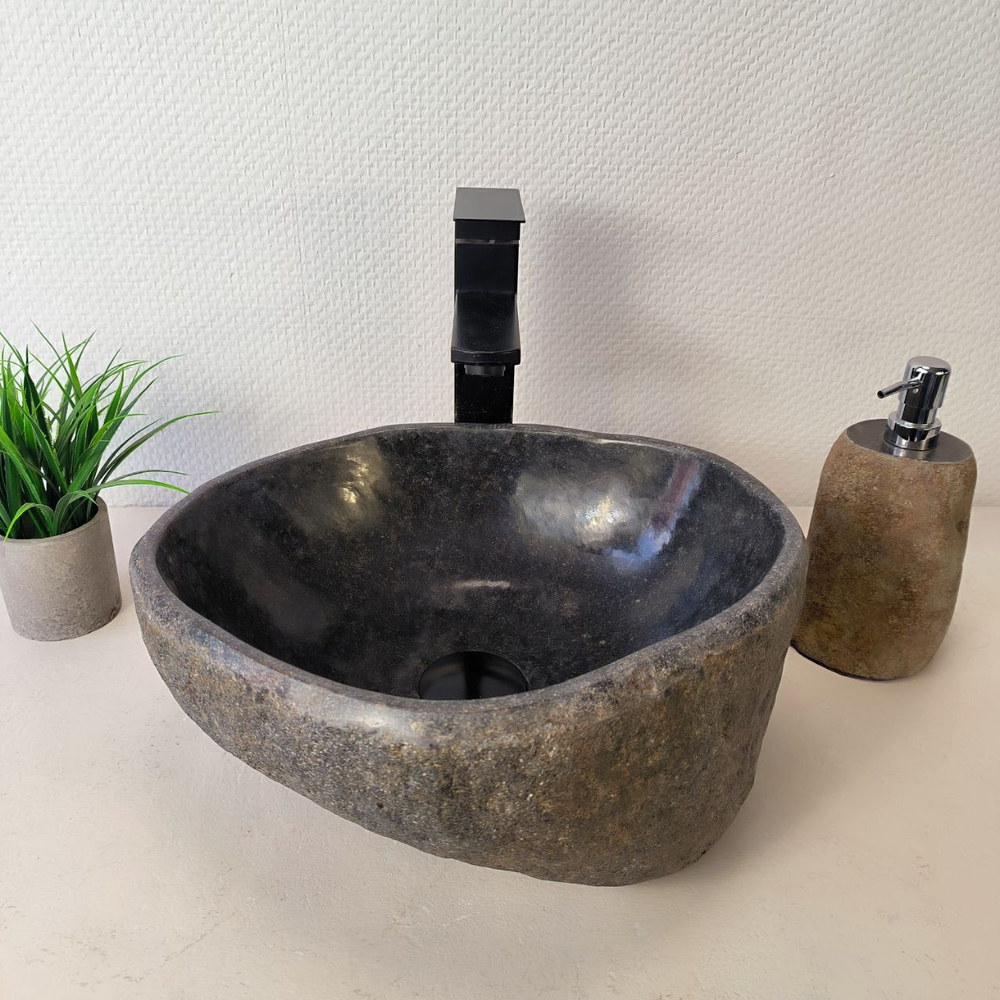 Раковина из речного камня RS-66031 37х33х15 из натурального камня