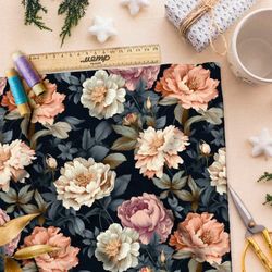 Ткань премиум флис цветник в лунном свете