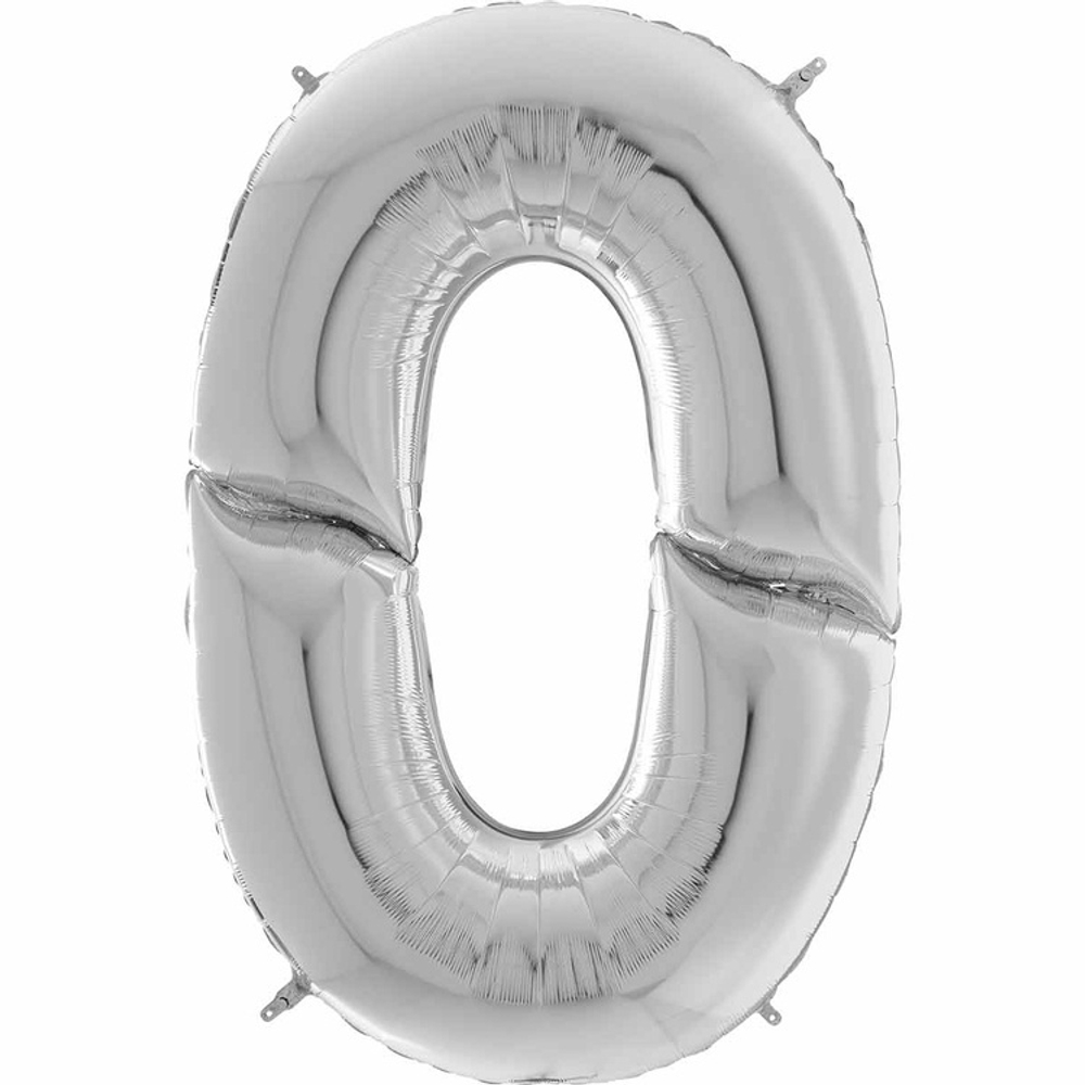 Шар ЦИФРА 0 Silver 64" 163 см