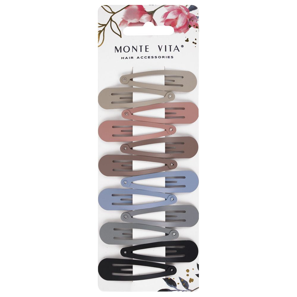 Заколки для волос НАБОР 12 шт., 5 см, клик-клак, матовый, пастельные цвета, MONTE VITA, 457094