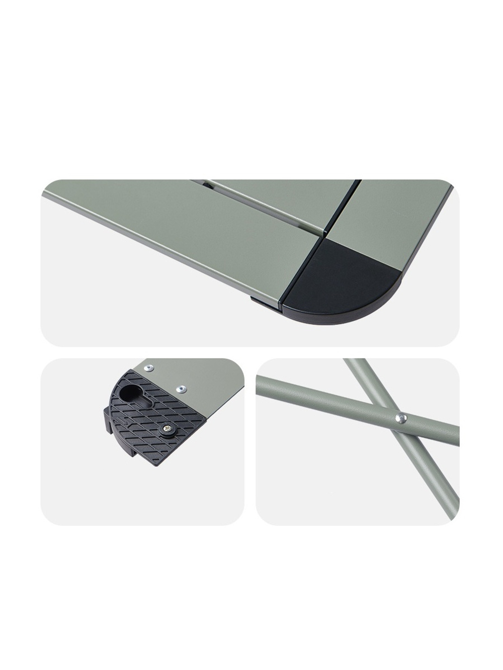 Стол туристический Naturehike Yamami L03 алюминиевый, 52,5х52,5х42 см, складной, серо-зеленый