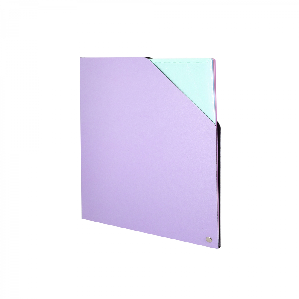Папка архивная Alingar, 228*172 мм, пластик, 1500мкм, на резинке с 4 файлами, сиреневый