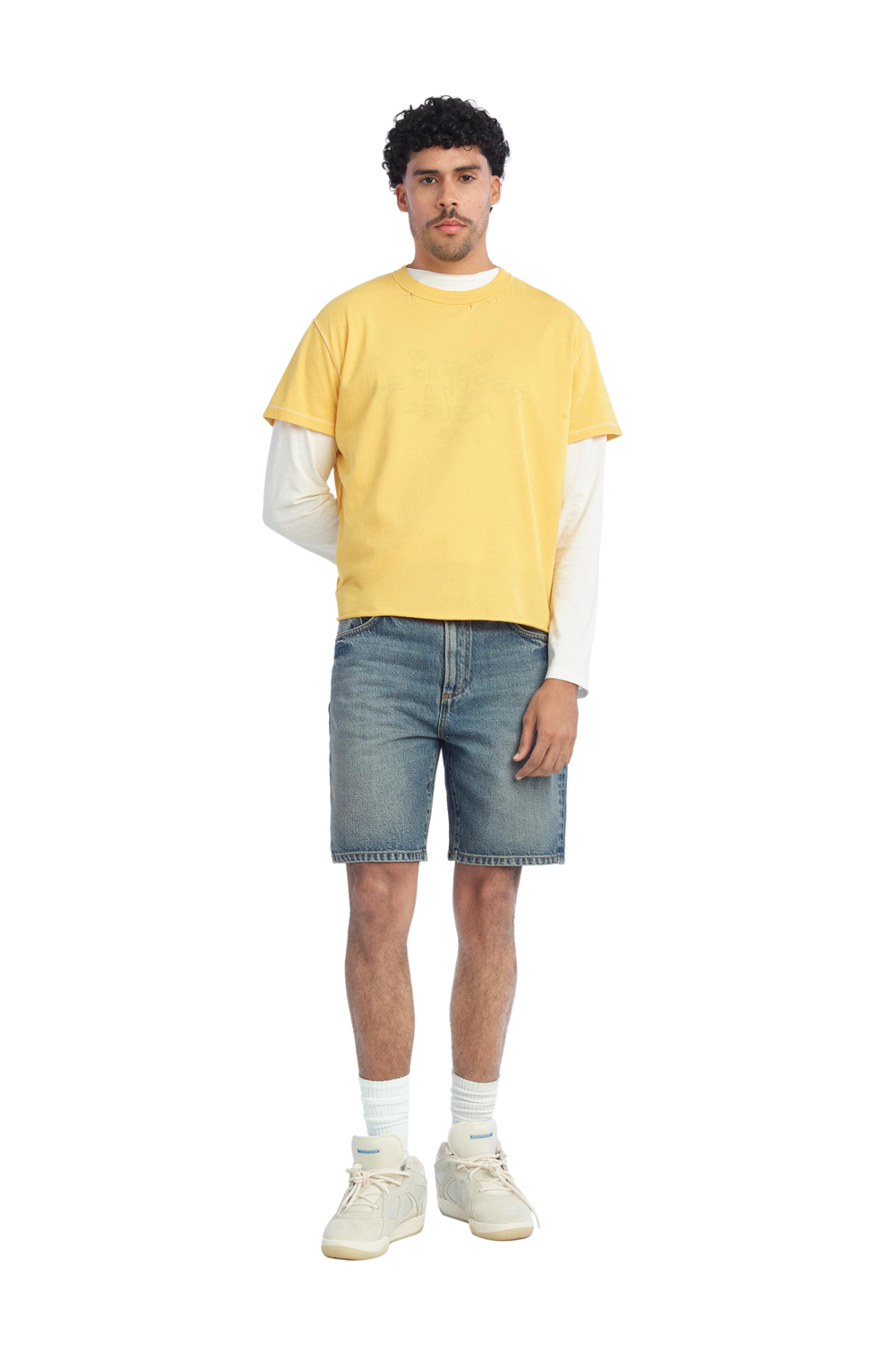 ZARA X BENITO ANTONIO ФУТБОЛКА С ЭФФЕКТОМ ПОТЕРТОСТЕЙ, ЖЕЛТЫЙ