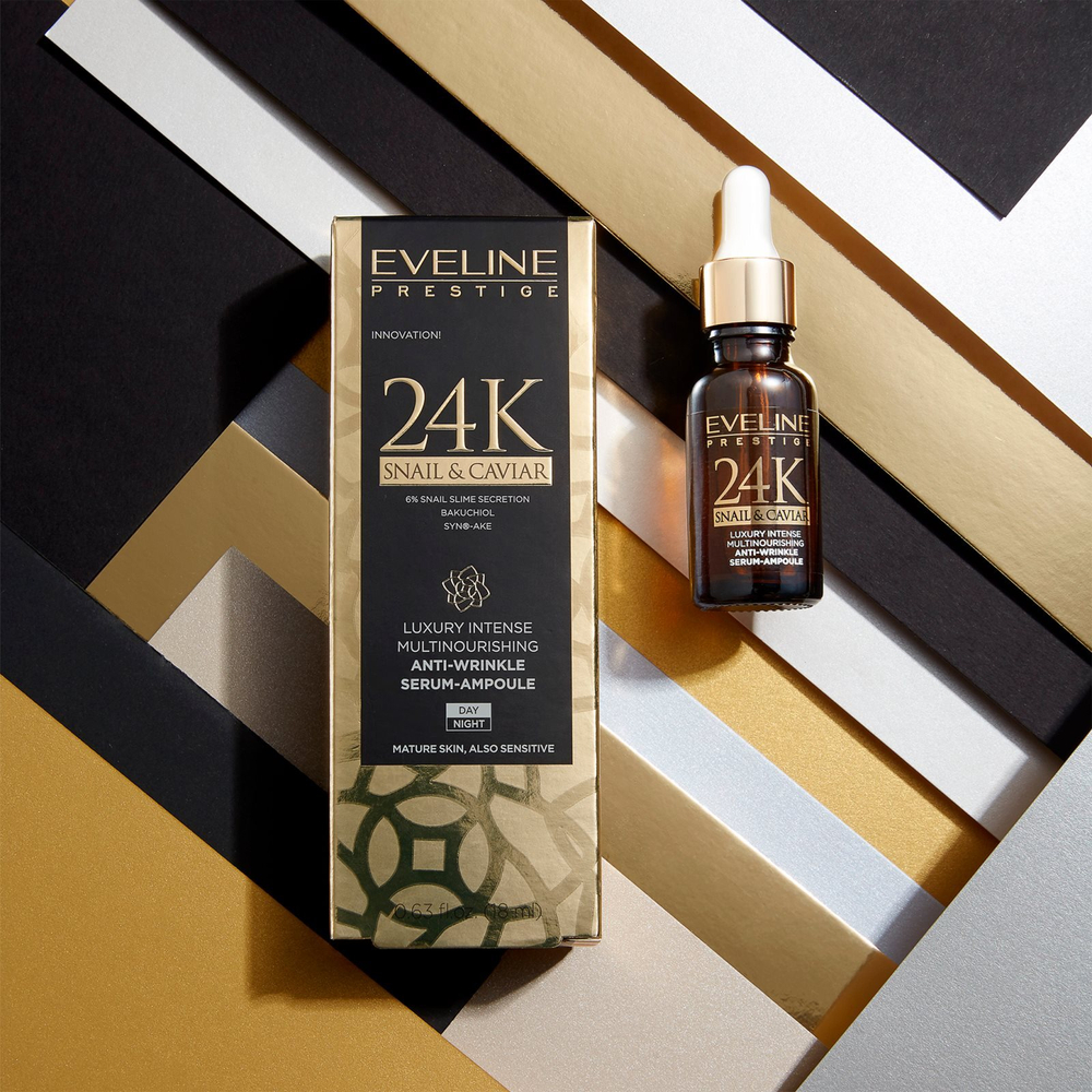 Eveline Cosmetics 24K Snail & Caviar - сыворотка против морщин с экстрактом слизи улитки /   18  ml  / GTIN 5903416000280
