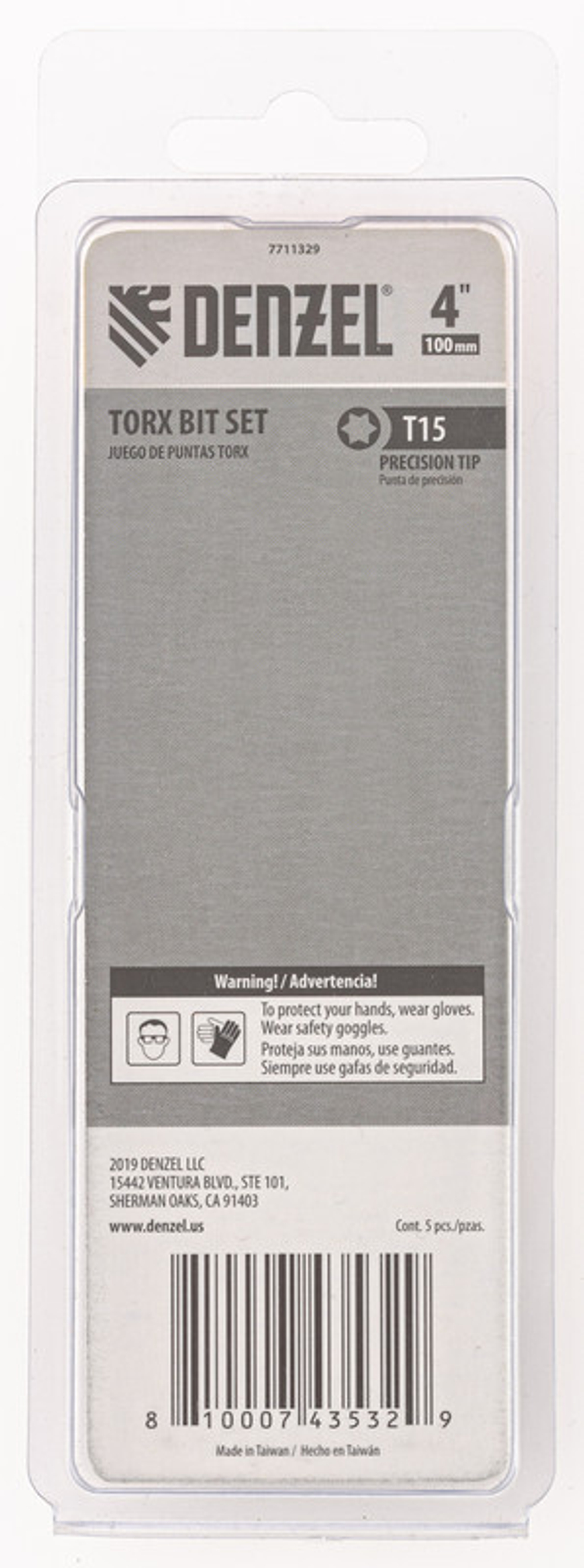 Бита T15x100 мм, 5 шт.// Denzel