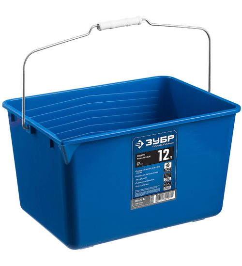 Малярное пластиковое ведро ЗУБР, 12 л, высокопрочное, Профи