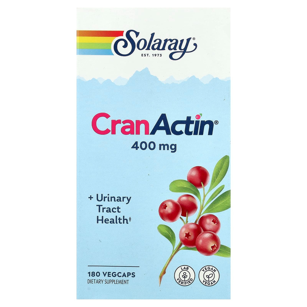 Solaray, CranActin®, средство для здоровья мочевыводящих путей, 180 растительных капсул