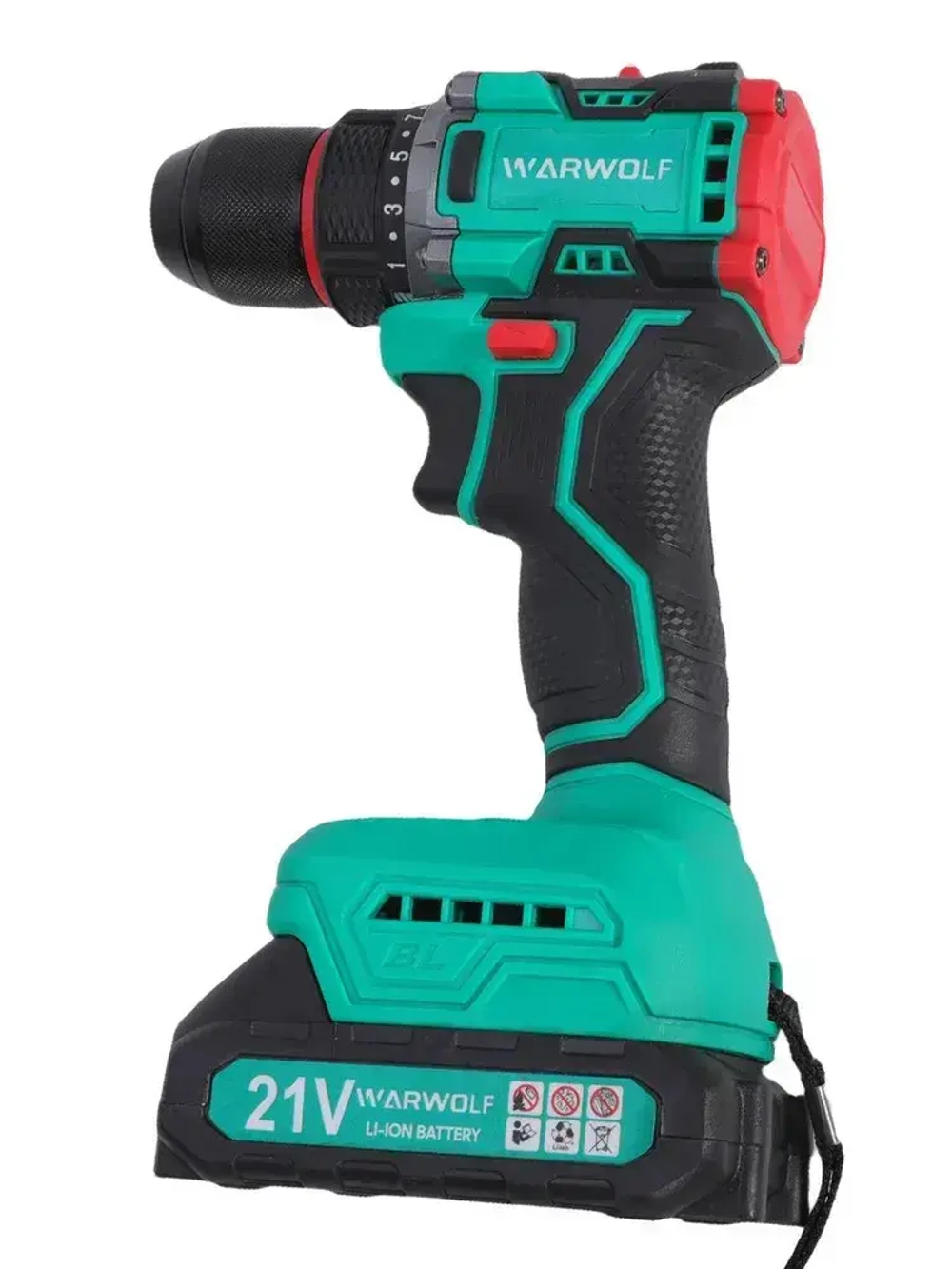 Дрель-шуруповерт аккумуляторный бесщеточный 21В, в кейсе, 2 АКБ 2.0 а/ч, многофункциональный 80 H/M для долбления, сверления, закручивания