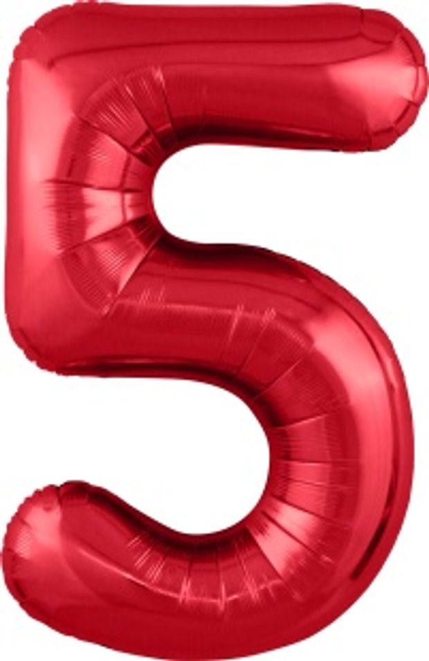 Agura Шар 40" / 102 см "Цифра 5" Металлик Red красный (БГ-60)