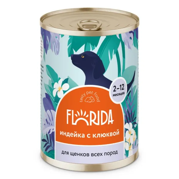 Консервы Florida для щенков с индейкой и клюквой