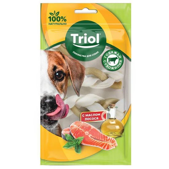 Triol Omega Plus Косички из жил с маслом лосося 7,5см 4шт Triol Omega Plus Косички из жил с маслом лосося 7,5см 4шт