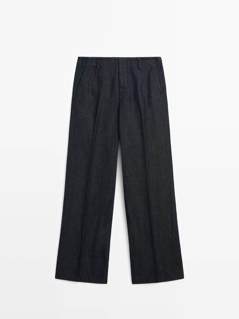 Massimo Dutti Брюки с широкими штанинами из льняной смеси, темно-синий