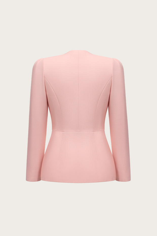 ЖАКЕТ ИЗ ШЕРСТИ С ВОРОТНИКОМ, ВЫШИТЫМ ВРУЧНУЮ