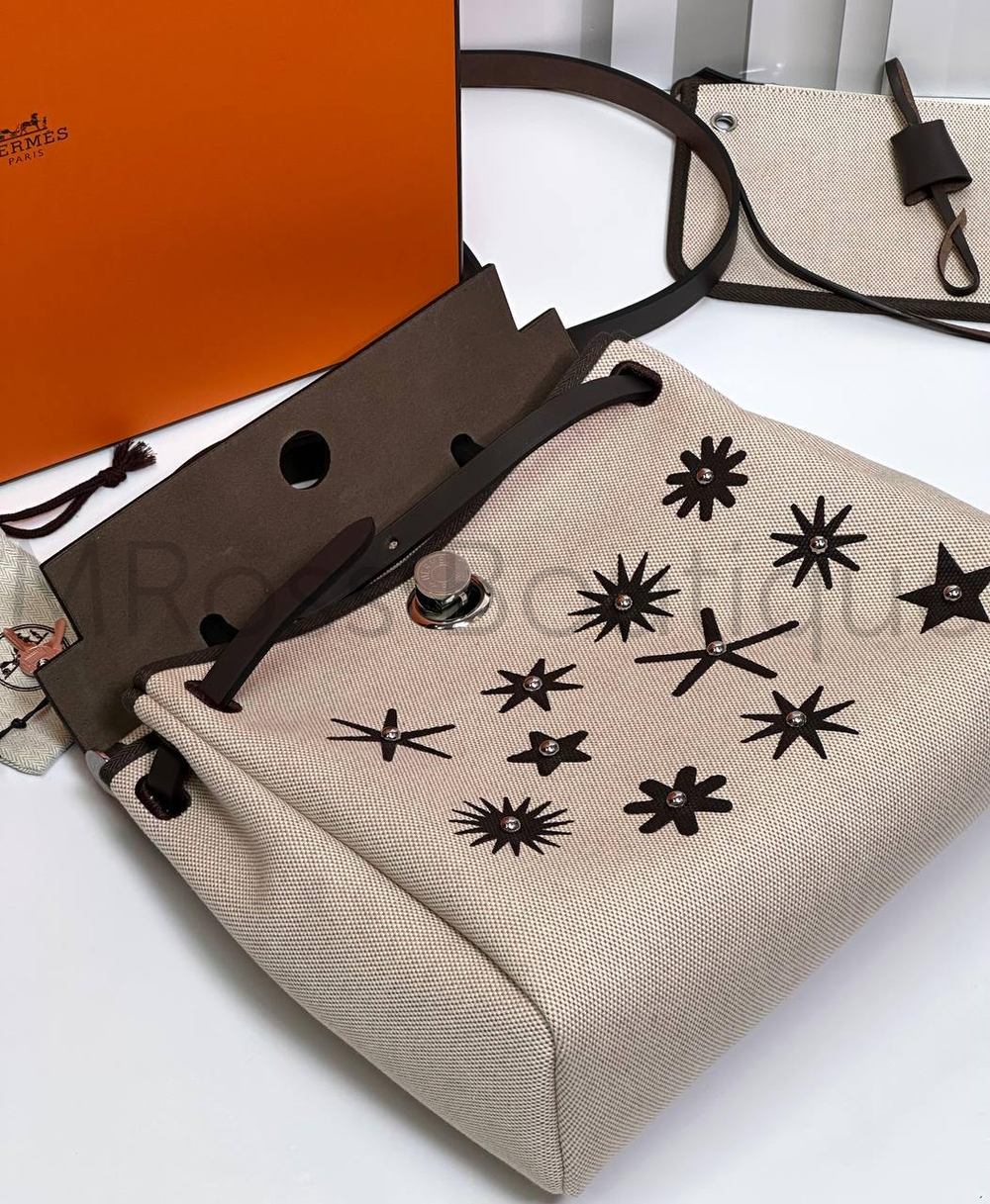 Серая тканевая сумка Hermes Herbag 31 Zip