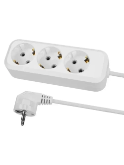 Удлинитель сетевой, бытовой TDM 2300 Вт 3 гнезда, 7 метров с заземлением 10A, белый "НАРОДНЫЙ"