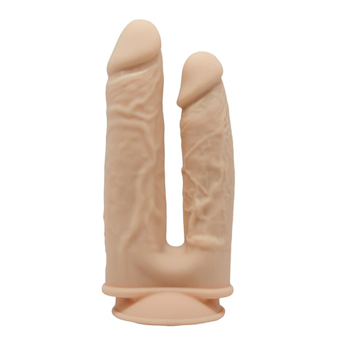 Телесный анально-вагинальный вибратор 17,5см и 19,5см с пультом ДУ SilexD Silicone Dildo Double Penetration Model 1