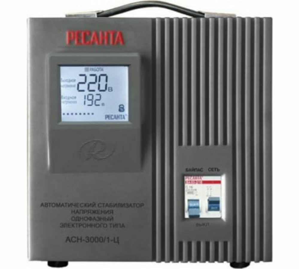 Стабилизатор напряжения Ресанта АСН-3000/1-Ц, Однофазный, 3кВт