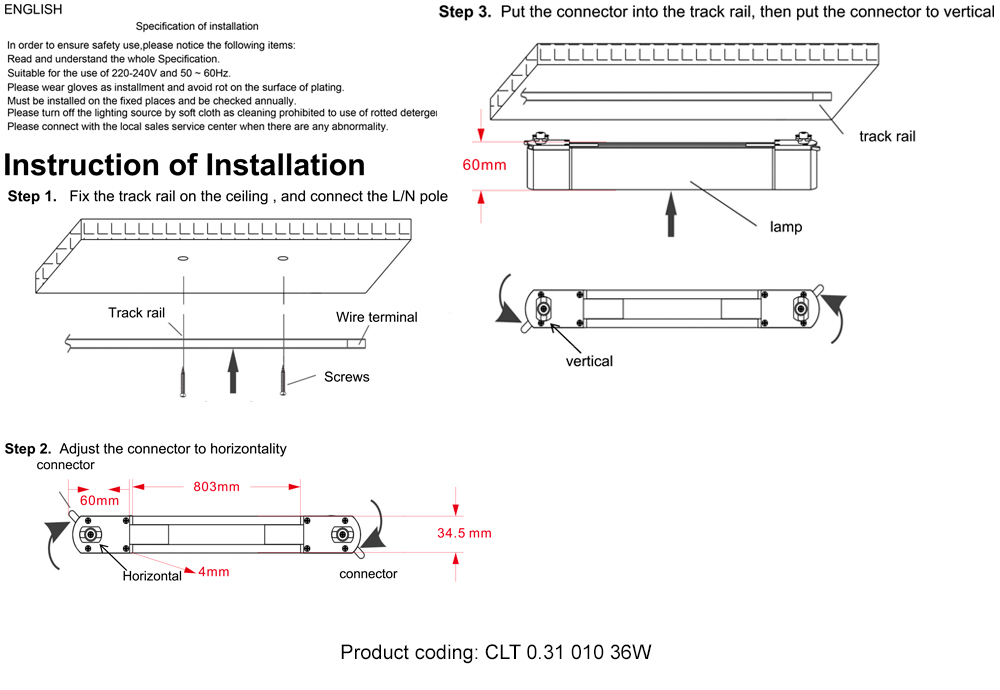 Светильник однофазный Crystal Lux CLT 0.31 010 36W BL M4000К