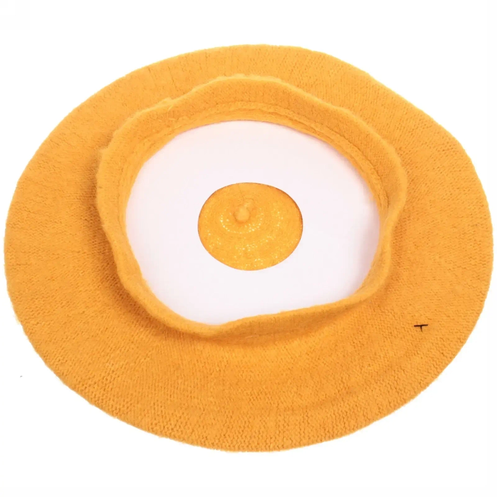 Берет женский из овечьей шерсти «Elegance», цвет горчичный, р. 58 (лейбл ультрамарин, подвес)