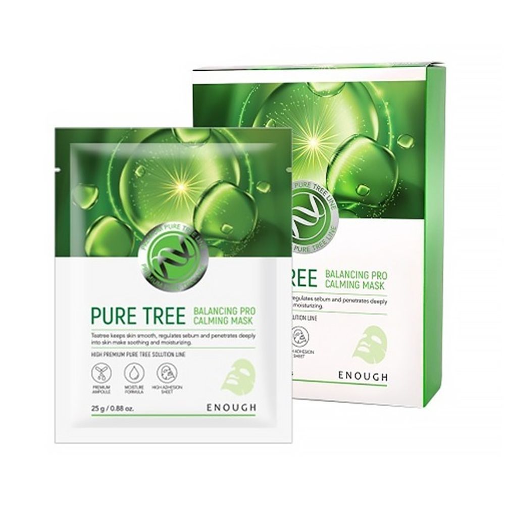 Маска тканевая для лица Enough Premium Pure Tree Balancing Pro Calming Mask Чайное дерево 25 г