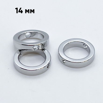 Коннектор-рамка, цвет серебро (родий), размер 14 мм, внутренний диаметр 10 мм, цена за 1 шт
