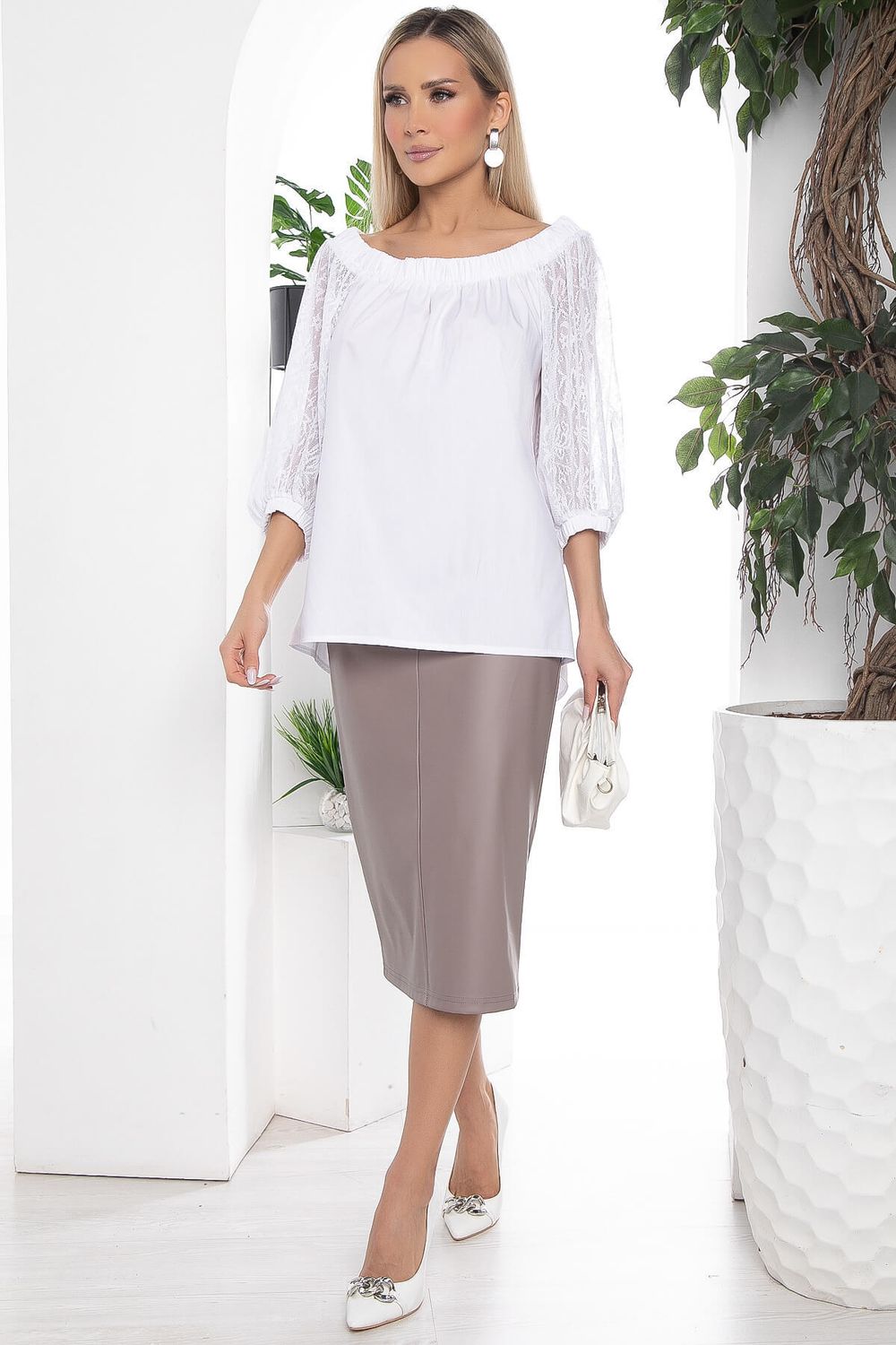 Блуза Крестьянка (белая) Б10463 LT Collection