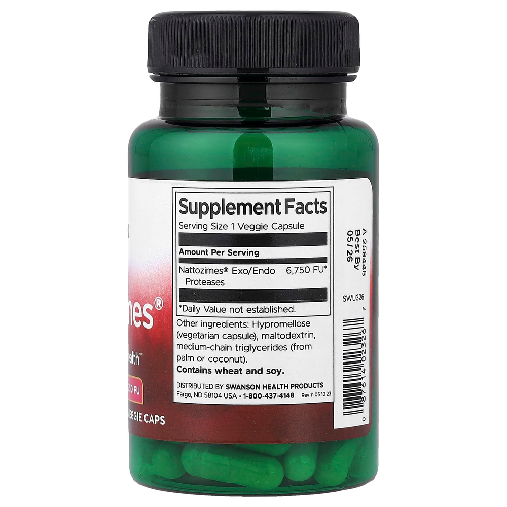 Swanson Vitamins, Nattozimes®, 195 мг, 60 вегетарианских капсул