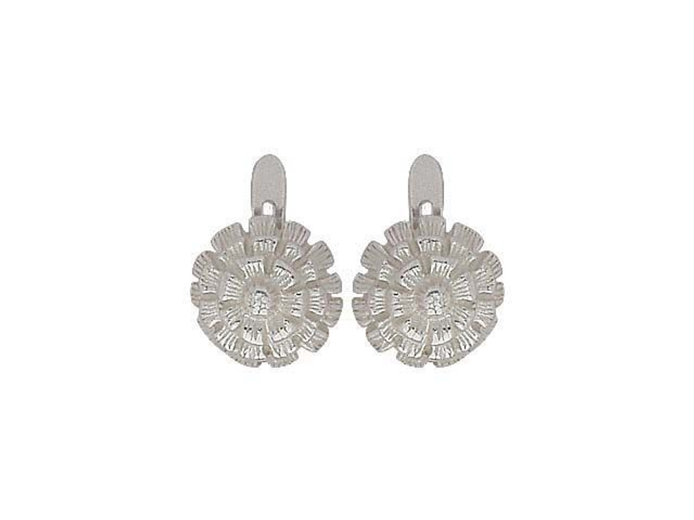 "Одуванчик" серьги в родиевом покрытии из коллекции "Ералаш" от Jenavi  с английским замком