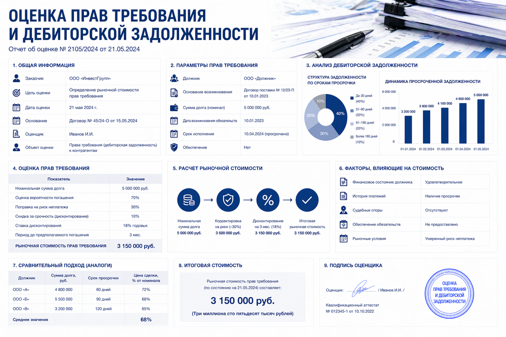 Оценка прав требования, дебиторской задолженности