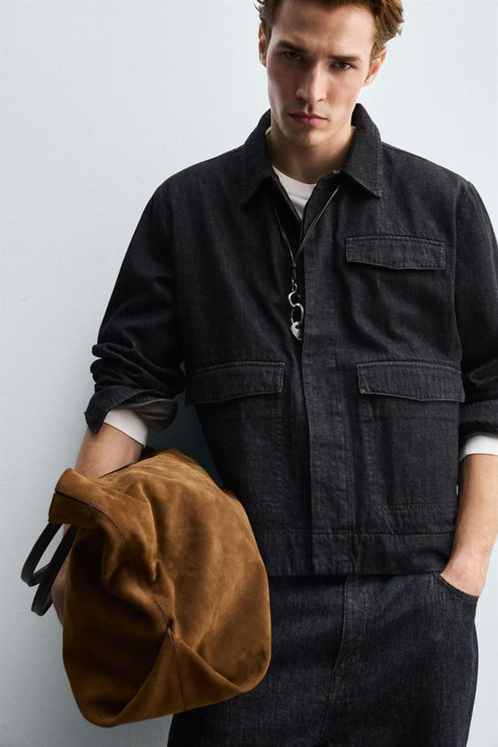 ZARA КОЖАНАЯ СУМКА-ШОПЕР, РЫЖЕВАТО-КОРИЧНЕВЫЙ