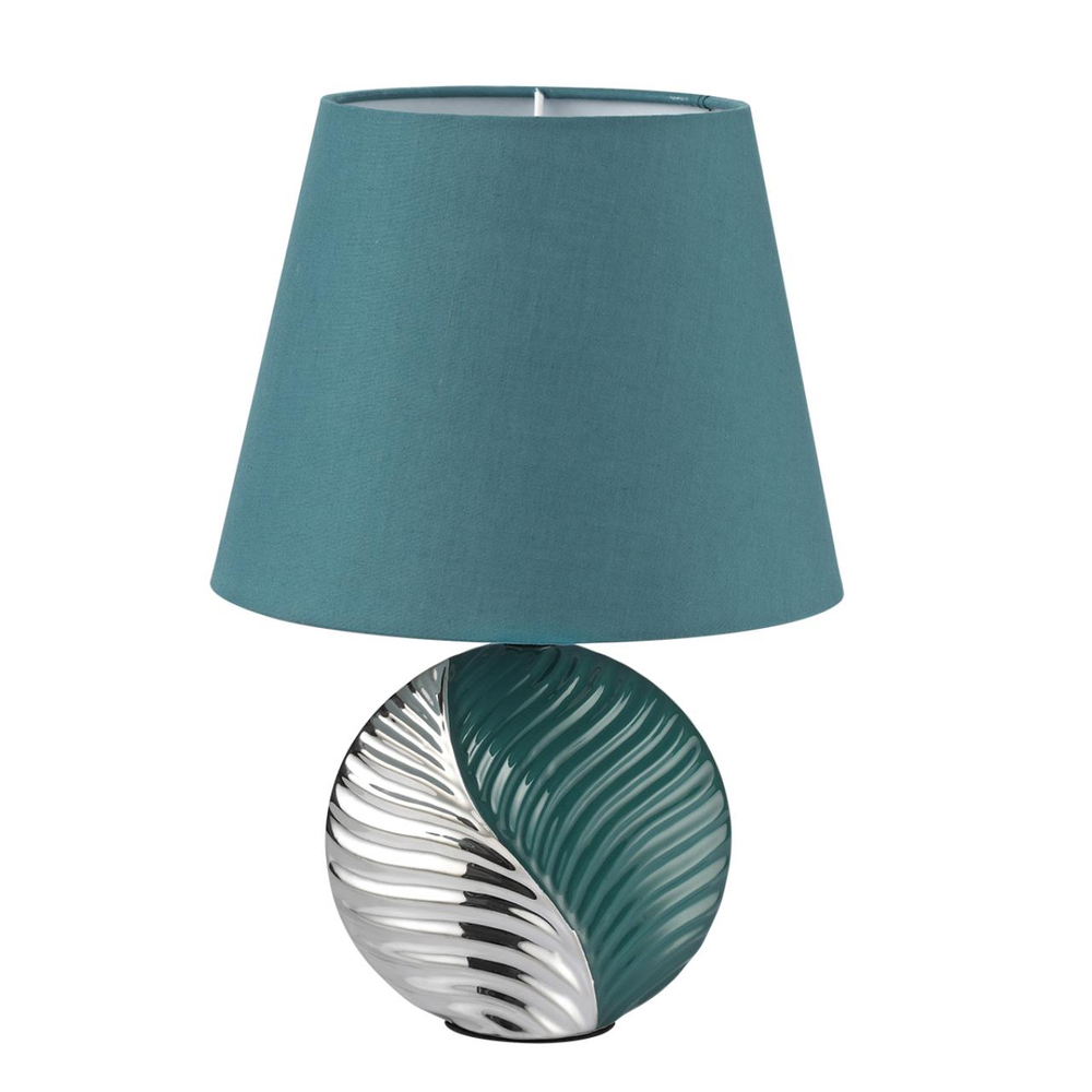 8139/1T MODERNI LN26 491 бирюзовый/серебро, керамика/текстиль Настольная лампа Е27 1*60W 220V TAPALA