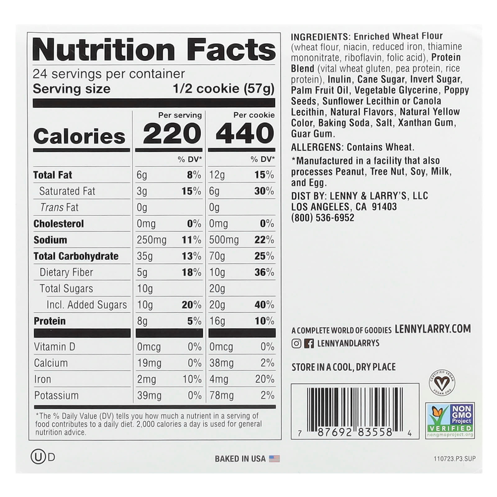 Lenny & Larry's, The Complete Cookie®, лимонный мак, 12 видов печенья, 113 г (4 унции)