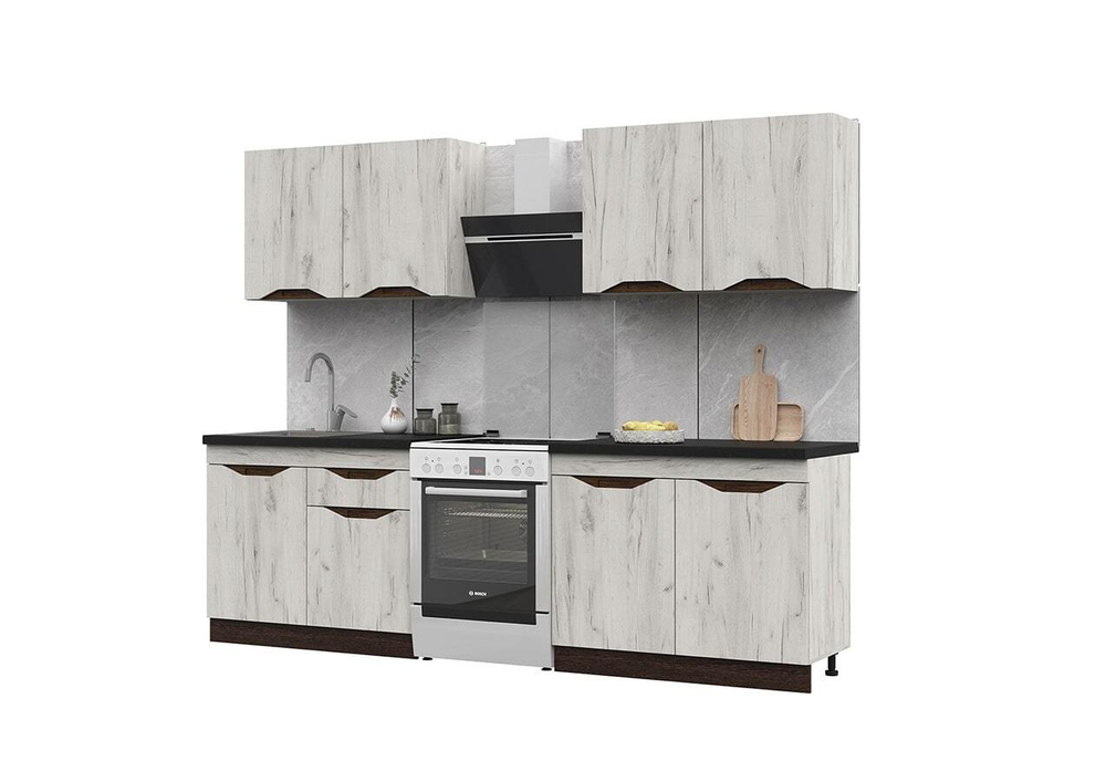 Паола Кухня 2,0м Дуб крафт белый / Дуб крафт белый