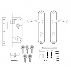 Замок с ручкой KIT P90 4585/3 CRONA SN матовый никель