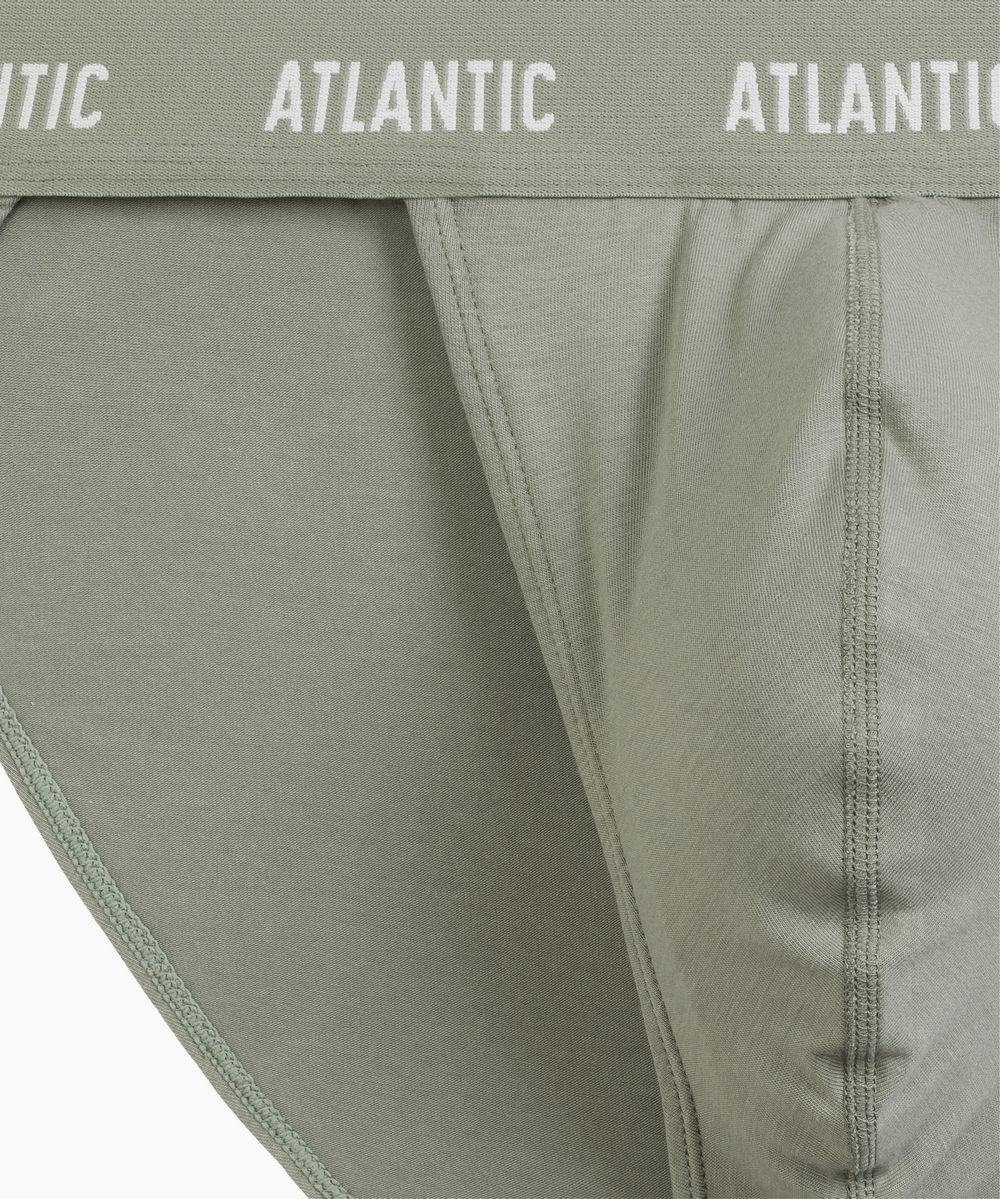 Мужские трусы слипы танга Atlantic, набор 3 шт., хлопок, светло-зеленые + темно-синие + темно-голубые, 3MP-1576