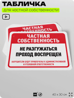 Табличка для частной территории "Частная собственность, не разгружаться", на дом, для участка, организаций, предупреждающая, 40х30 см, Silver Plane x Айдентика Технолоджи