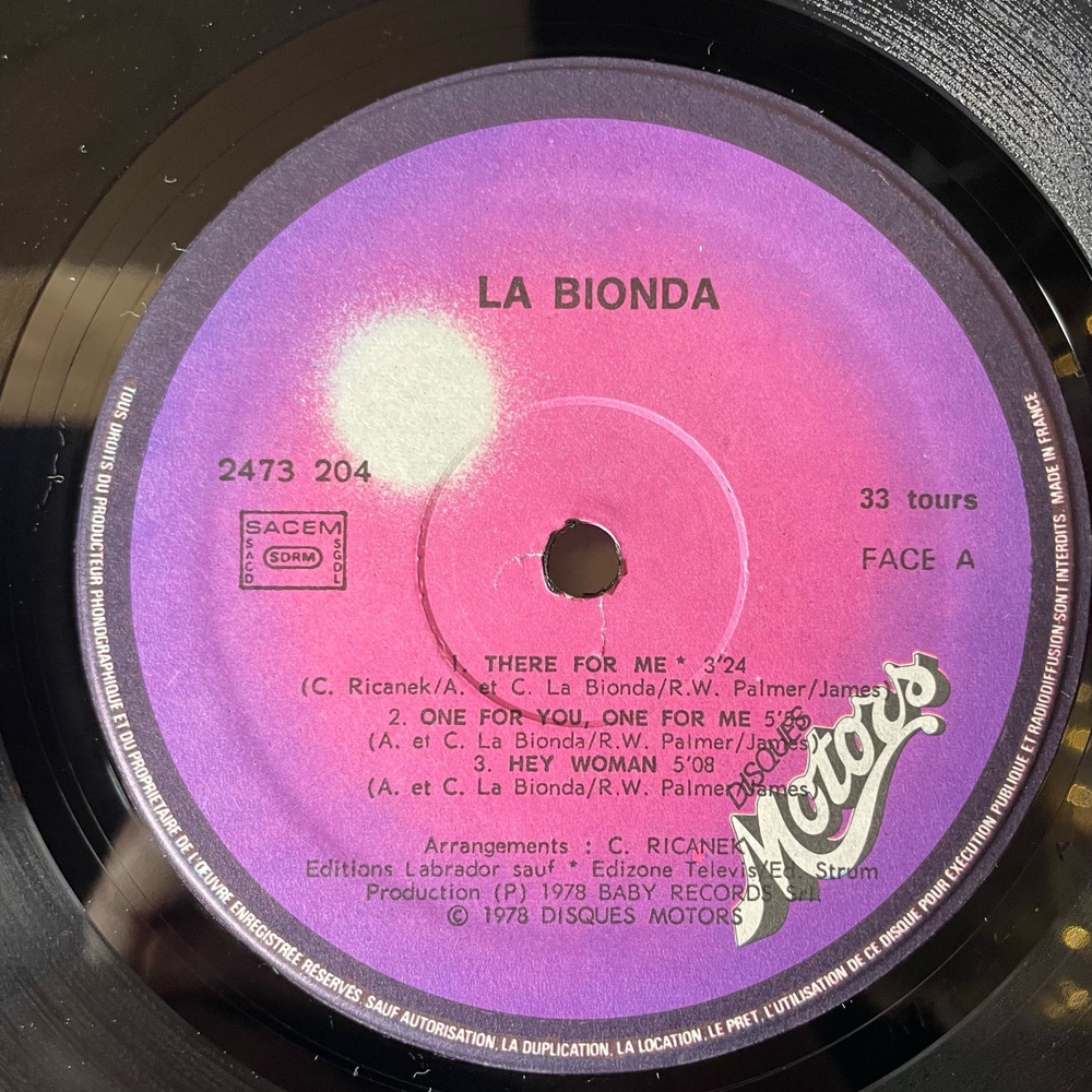 Винтажная виниловая пластинка LP La Bionda (Франция 1978)
