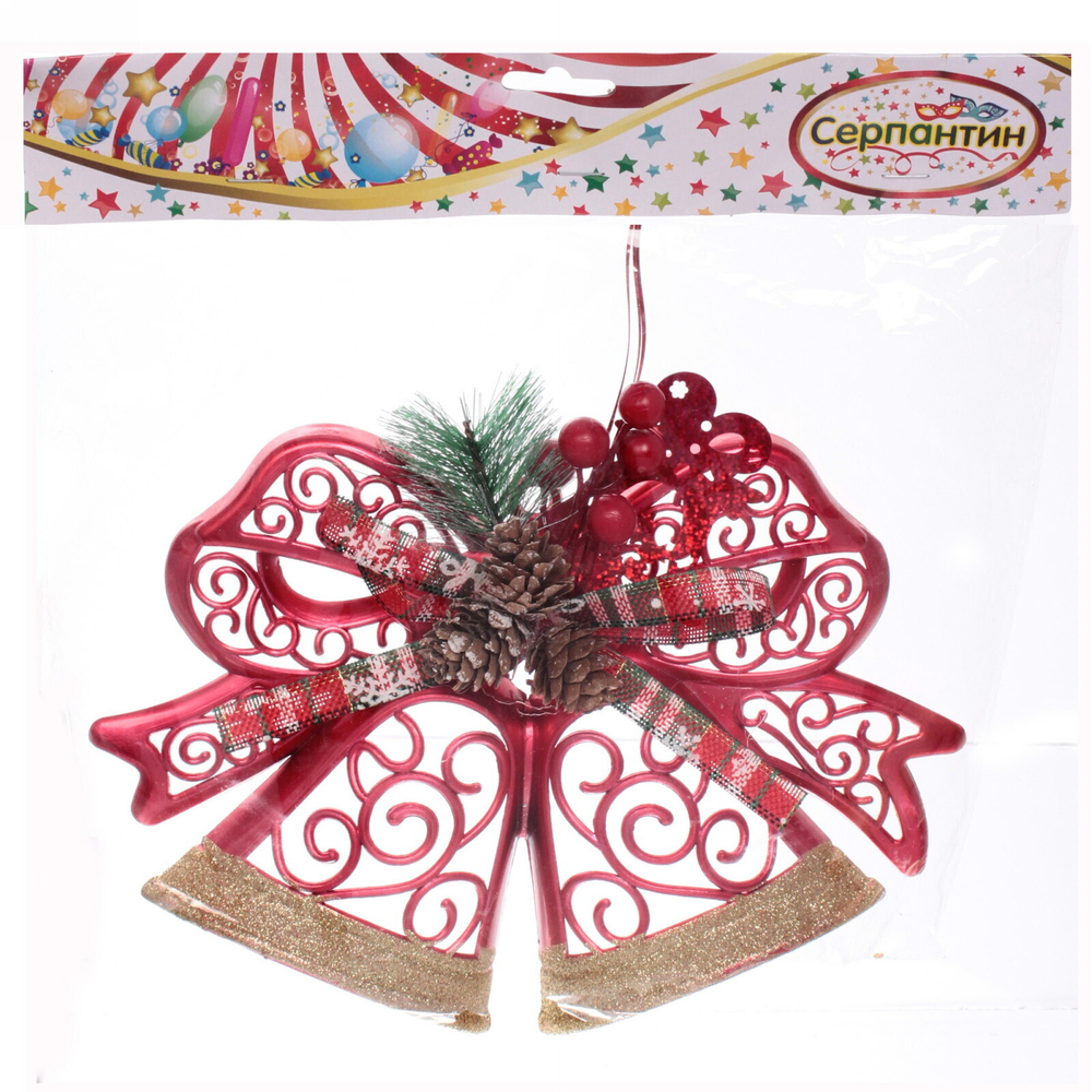 Украшение новогоднее «Лесной звон» 27*23 см, Красный/золото