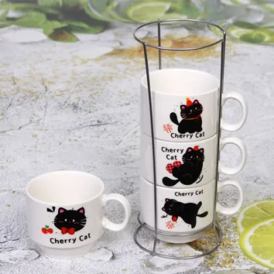 Набор кружек на стойке 200мл «Славные котики»
