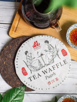 59274 Чай прессованный черный Пуэр Шу "Цзинлун, Waffle Tea" (Мини бин, 200 гр) без бамбука