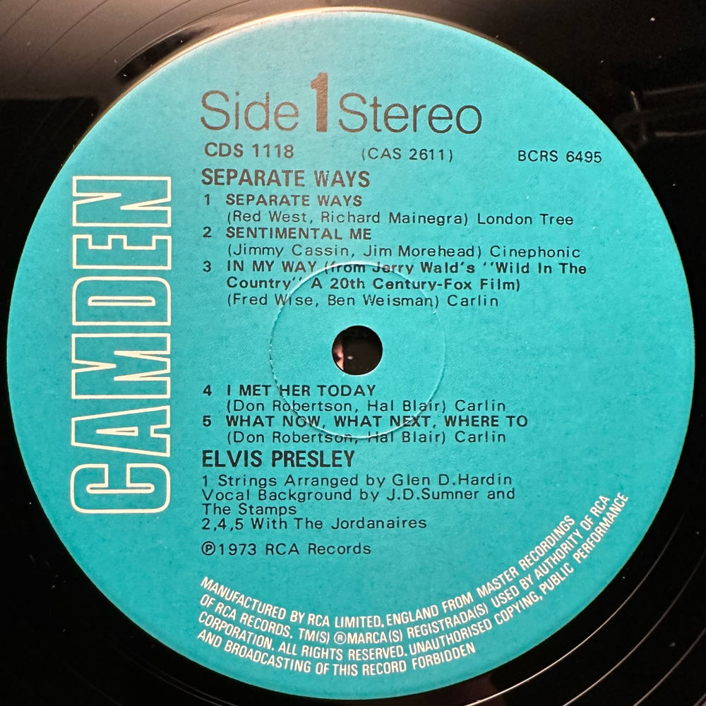 Elvis - Separate Ways (Англия 1978г.)