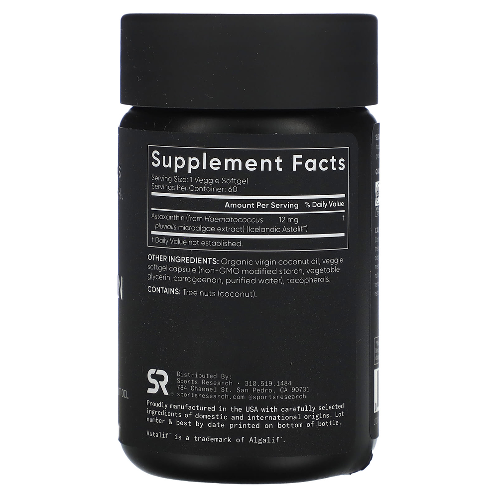 Sports Research, Астаксантин, 12 мг, 60 растительных капсул