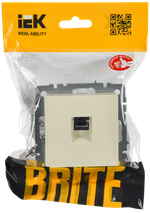 BRITE Розетка компьютерная RJ45 кат.6 РК11-БрКр бежевый IEK