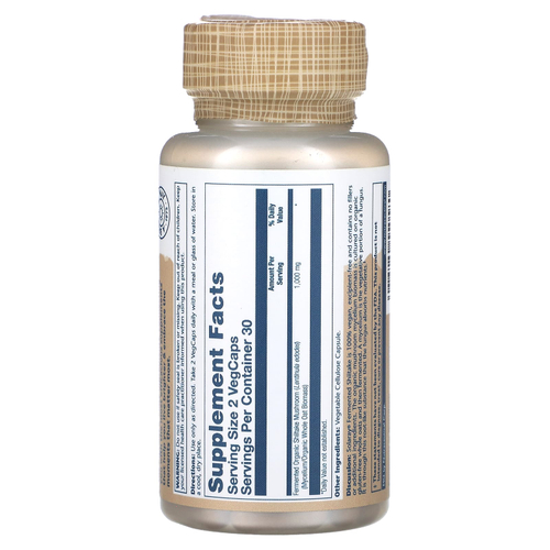 Solaray, Ферментированные грибы шиитаке, 60 вегетарианских капсул (500 мг на капсулу)