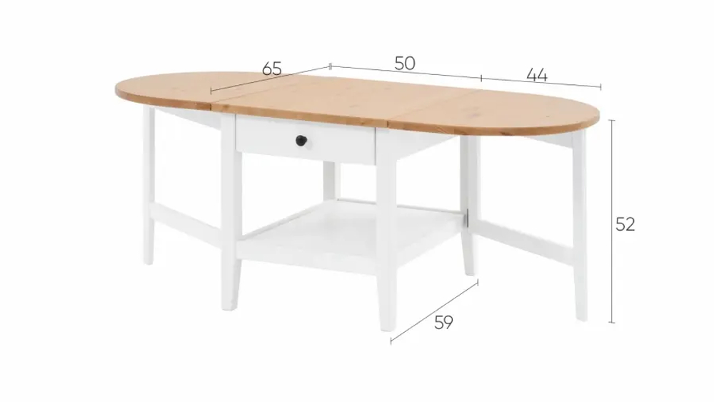 Стол журнальный с ящиком - аналог ИКЕА / ARKELSTORP/АРКЕЛЬСТОРП/ВУХТЫМ / IKEA , 140x65x52 см, белый/светло-коричневый